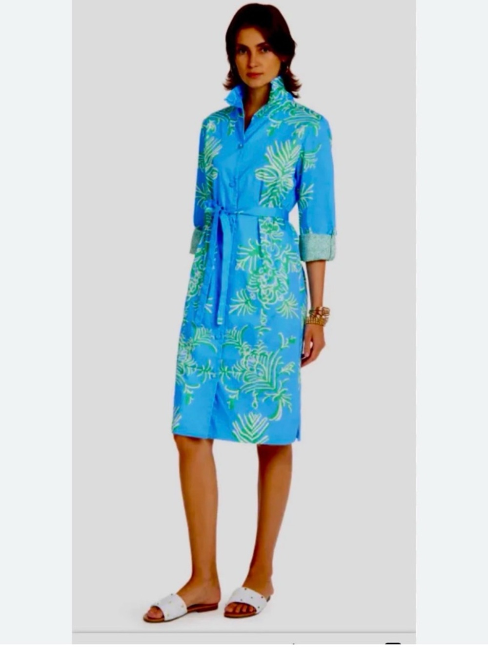 PATTY KIM Elizabeth Dress Blue and Green Long Sleeve Dress